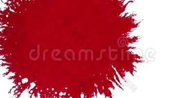 抽象的红色血墨<strong>水</strong>彩粉溅在白色背景，危险的恐怖或医疗保健